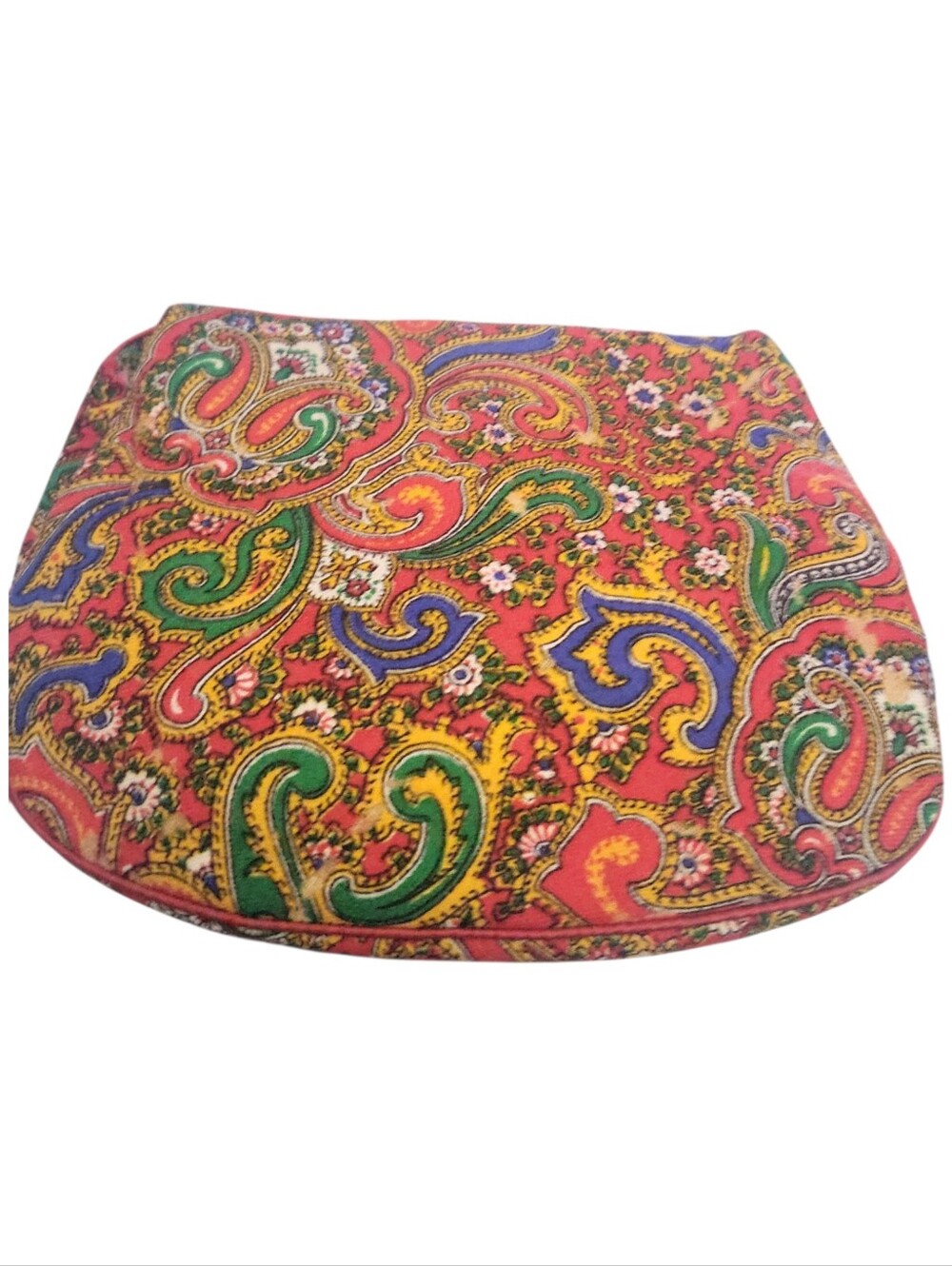 Vintage 60's Red Paisley Fold Over Clutch Purse With Attached Coin Purse - Picture 7 of 9